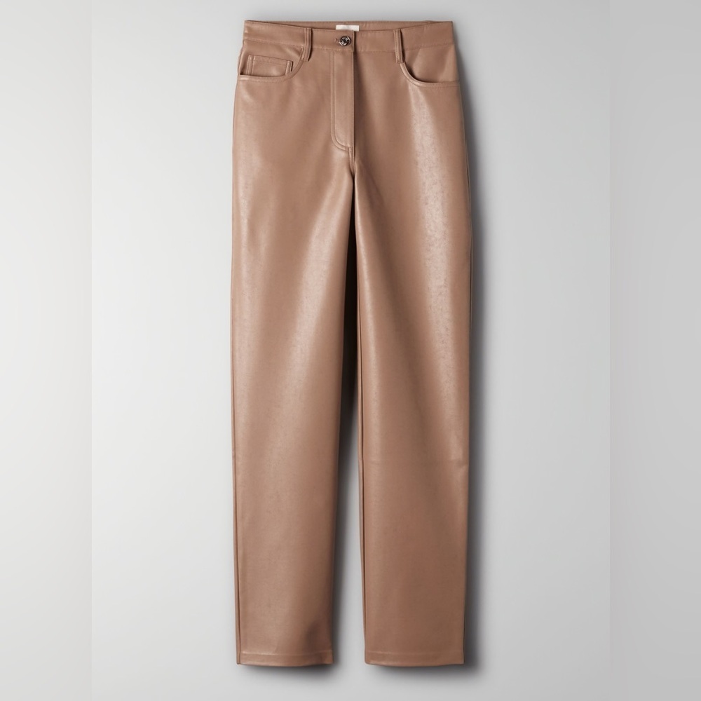 ARITZIA Wilfred Melina Pant Vegan Leather Brown/Tan 8